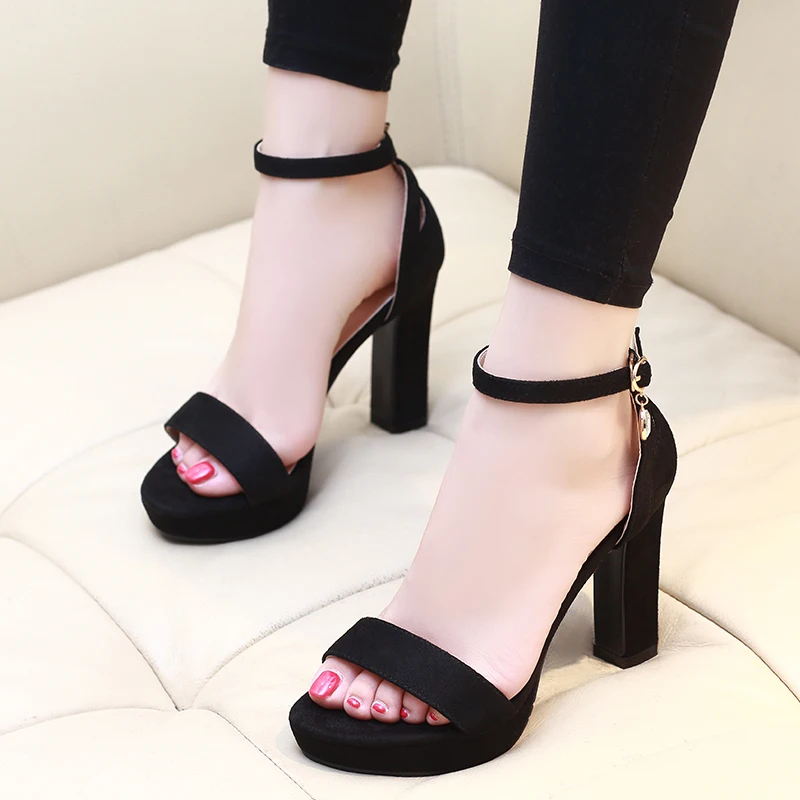

2018 Summer New High Heel Ladies Sandals Female Korean Style Open Toe Word Fashion Thick Heels Women's Shoes CH-B0087