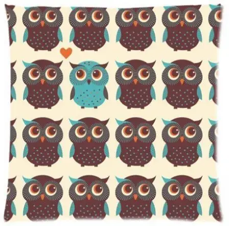 2014 Hot Custom Cut Funny Owl 02 Fashion Cotton Zippered Linen Decor Single Pillow Case Standard Size 18''x18''(Twin Sides) | Дом