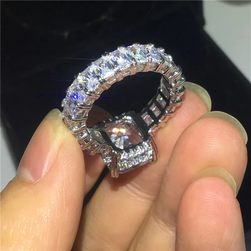 Online Anillo de plata de ley 2019 de la princesa de la vendimia de Vecalon 925 6ct AAAAA Cz anillos de compromiso para las mujeres joyería de dedo