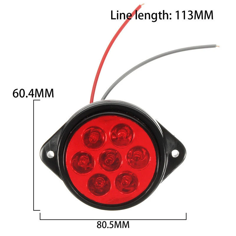 JXLCLYL  Red 7 LED Round Side Marker Indicator Clearance Light Car Truck Trailer