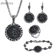 3/4 шт. Винтаж комплект ювелирных изделий Черный Стразы Украшения Наборы Для женщин серьги Цепочки и ожерелья, браслет, кольцо Для женщин декора подарки дропшиппинг