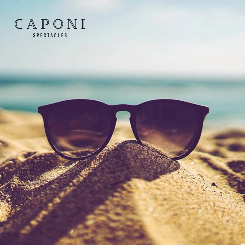 

Caponi Unisex Polarized Sunglasses Photochromic Lenses New Simple Sun Glasses Fashion Oval Style Frame Eyewear BS3102