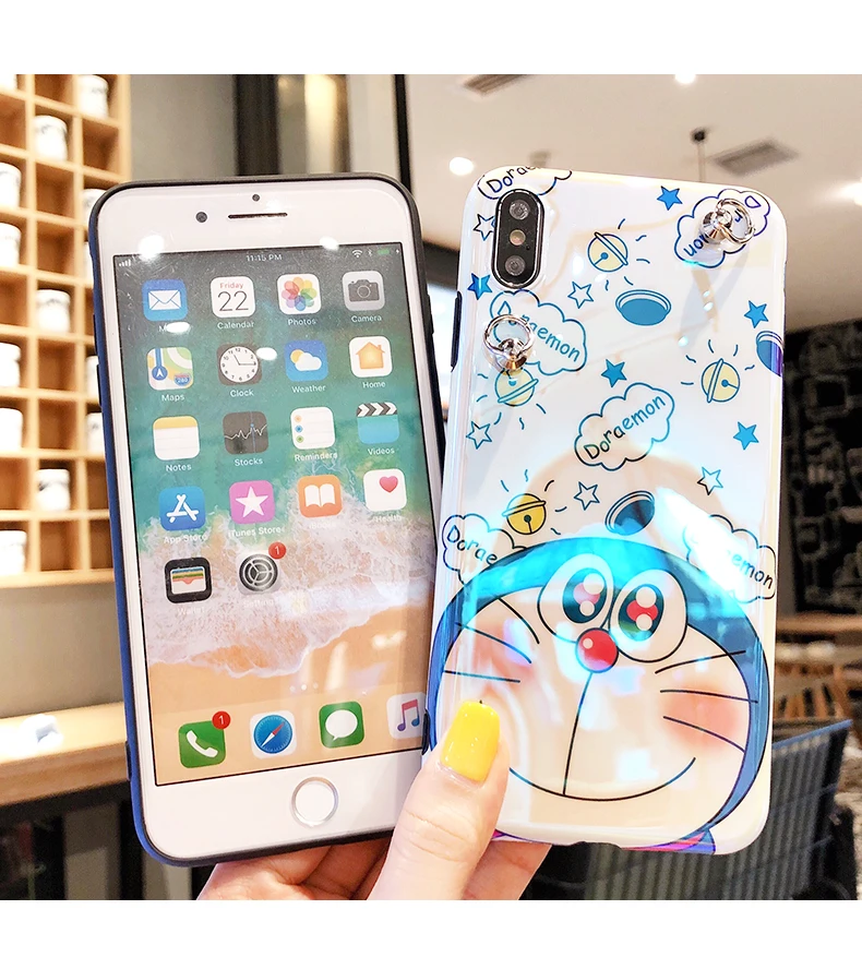 Милый чехол Sam S10 plus, мягкая задняя крышка Doraemon для samsung Galaxy S8 S8plus S9 plus Note9 note8+ игрушка+ длинный ремешок