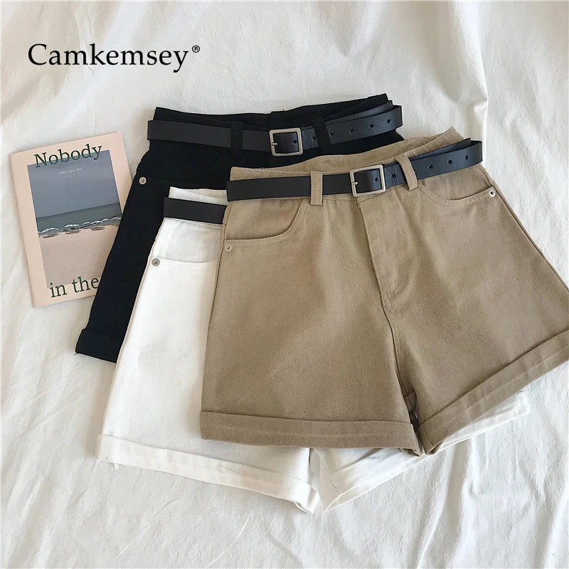 CamKemsey Classic Cuffed High Waist Denim Shorts Women