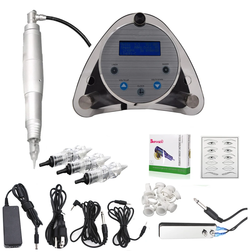

Aryclice Permanent Makeup Tattoo Machine kits Professional Digital tattoo Machine Kit Eyebrow Lip Pen Machine Needles Sets