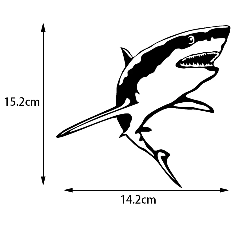 Большая белая акула виниловая наклейка забавное животное рыба окно декоративный автомобильный стикер 15,2*14,2 см черный/серебристый/лазер
