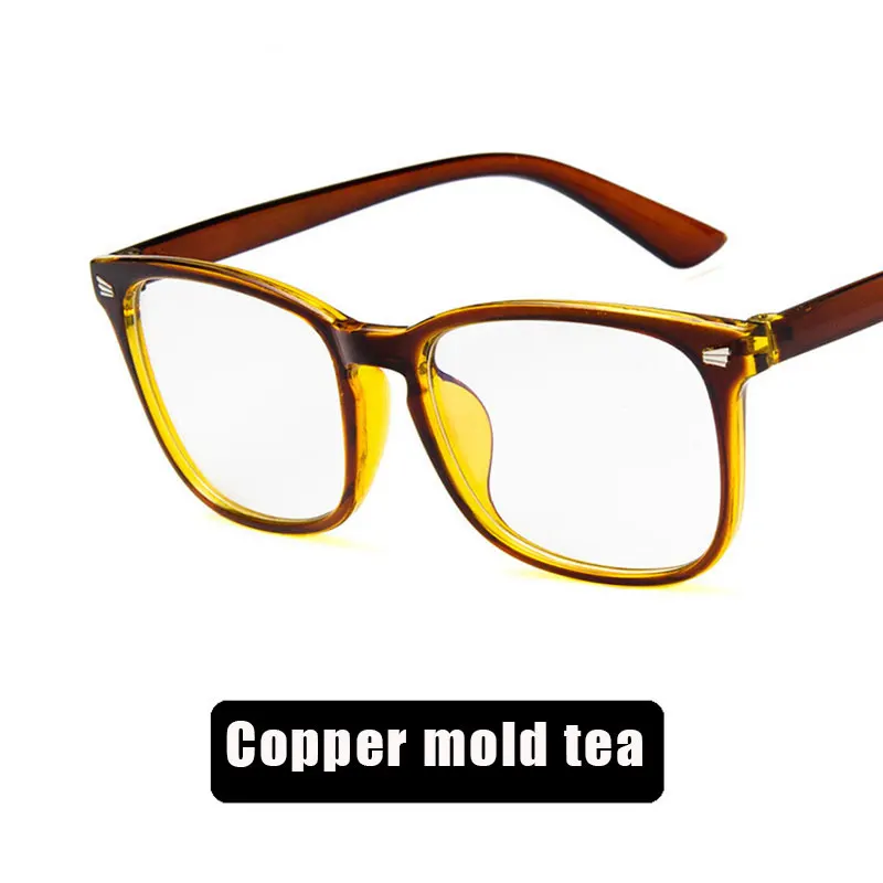 Классический рисовый гвоздь плоское зеркало Мода ретро очки оправа близорукость очки оправа Корейская версия трендовых оправ для очков - Цвет оправы: Copper mold tea