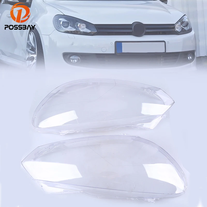 

POSSBAY Car Clear Housing Headlight Lens Shell Cover Head Lamp Assembly Left Right for Golf/Variant/4Motion(Typ 5K) 2008-2012