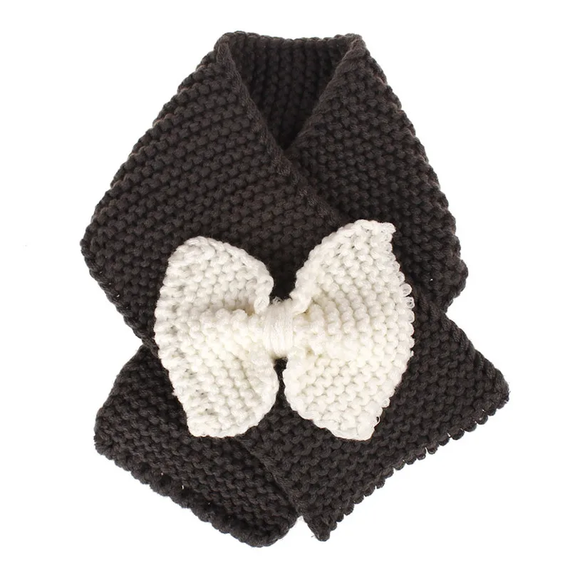 Модная красивая осенне-зимняя одежда для маленьких мальчиков и девочек, однотонный шарф, теплые трикотажные шарфы, 1 предмет, милый женский шарф с бантом