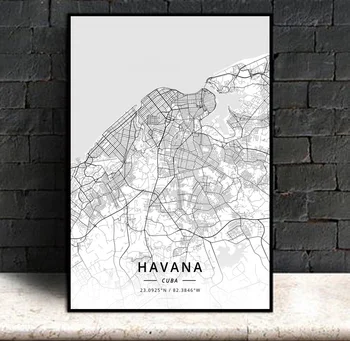 

Havana Cuba,Modern City Map Canvas Art Print Home Room Decor Poster
