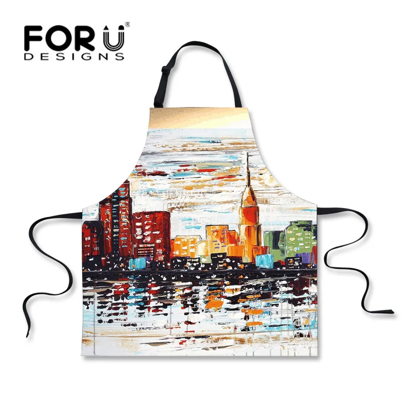 FORUDESIGNS Designer Painting Art Eiffel Tower Aprons for Women Men Funny Home Restaurant Working Cooking Apron Sleeveless Apron