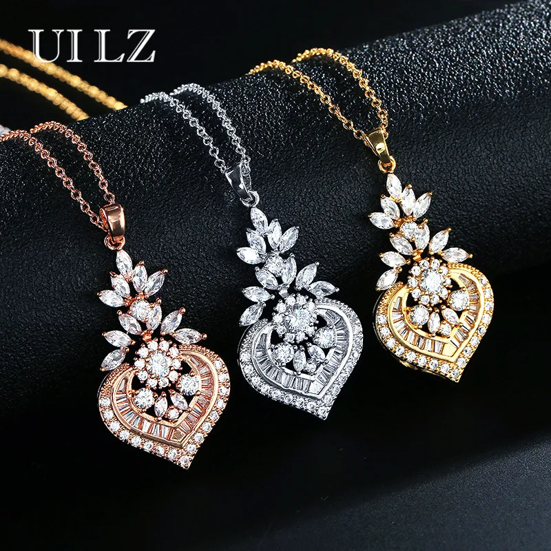 UILZ New Arrival Gothic Pendant Necklace Marquise AAA Zirconia Chain Necklace For Women Holiday Party Gifts UN2033
