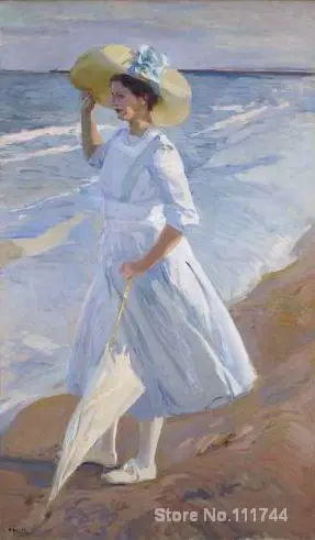 Испанский Art Елена en LA PLAYA joaquin sorolla Y бастида картины высокого качества Ручная роспись