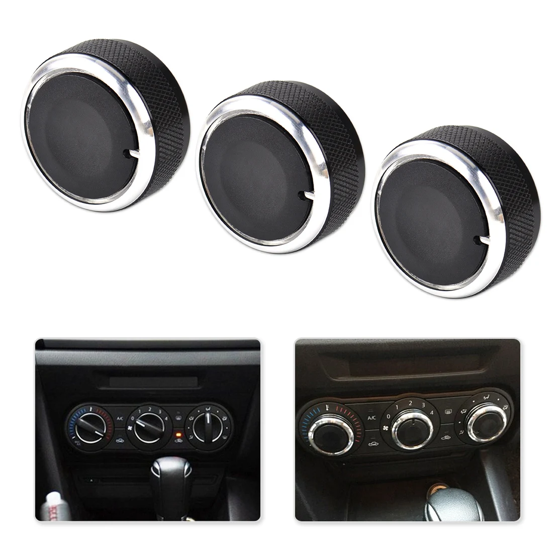 

CITALL 3PCS Aluminum Alloy ABS plastic Air Conditioning Knobs Switch For Mazda 3 2003 2004 2005 2006 2007 2008 2009