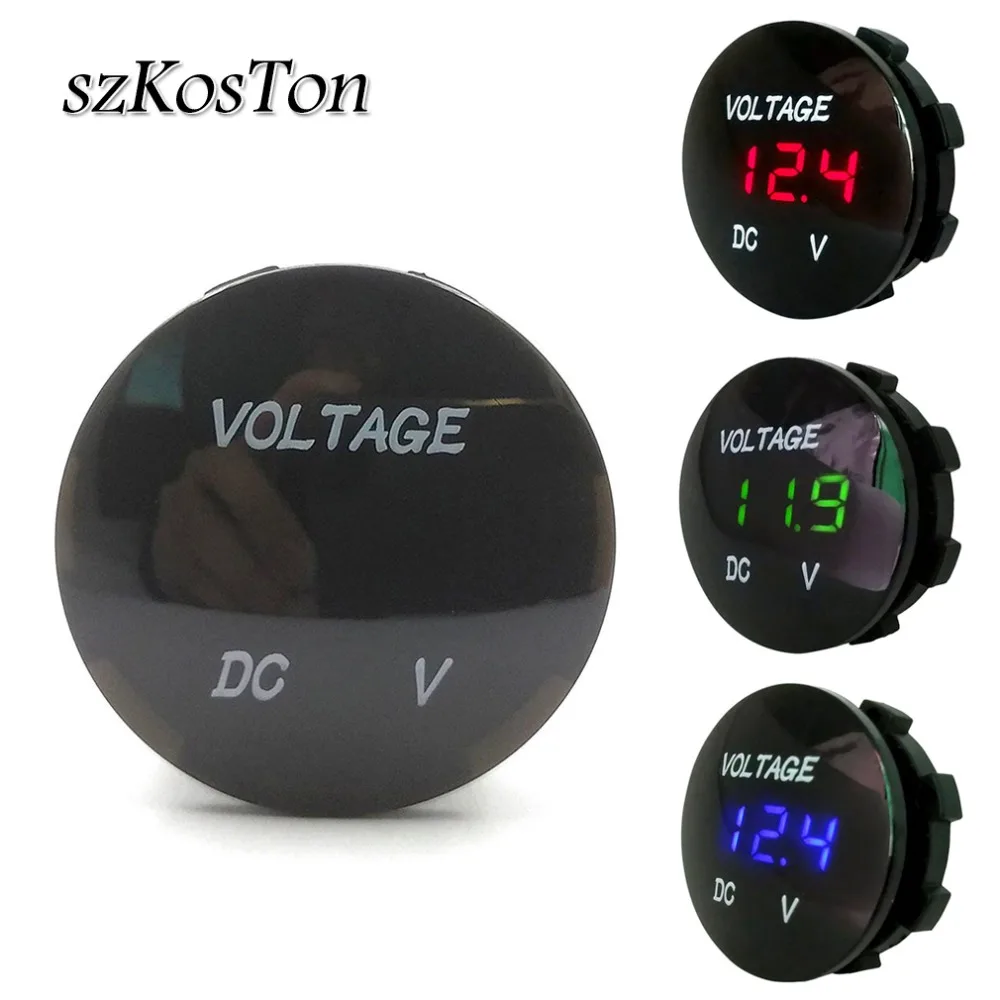 Mini Digital Current Voltage Meter Ammeter Digital LED Voltmeter Ammeter Round Gauge Current Meter Fit for Motorcycle Car Boat
