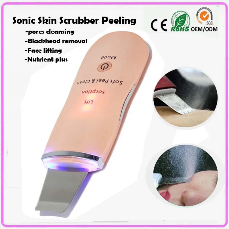 Portable Sonic Ionic Deep Facial Pores Cleaner Cleanse Detox Skin Scrubber Ultrasonic Peeling Skin Rejuvenation Beauty Machine