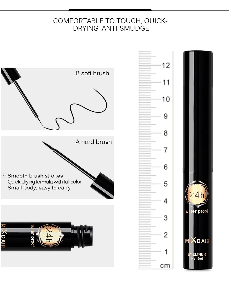 MIXDAIR жидкая подводка для глаз водостойкая стойкая гладкая легкая в носке подводка для глаз Maquiagem Professional Completa подводка для глаз штамп