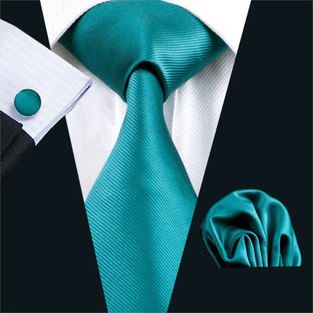 Fa-780 2018 Мода галстук для Для мужчин синий сплошной шелк жаккард Тканые Галстук Ханки Запонки Набор для Бизнес Свадебные Бесплатная доставка