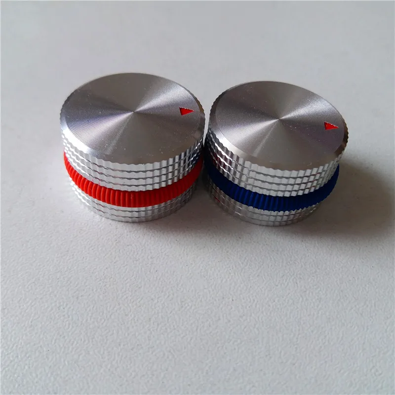 

4pcs aluminum knob Color circle potentiometer knob silver washer 25*15.5*6mm red triangle Volume knob switch Encoder amplifier