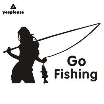 

Yesplease Car styling Stickers and Decals Outdoor Sports Car Stickers GO FISHING Beauty Fishing Decorative Stickers