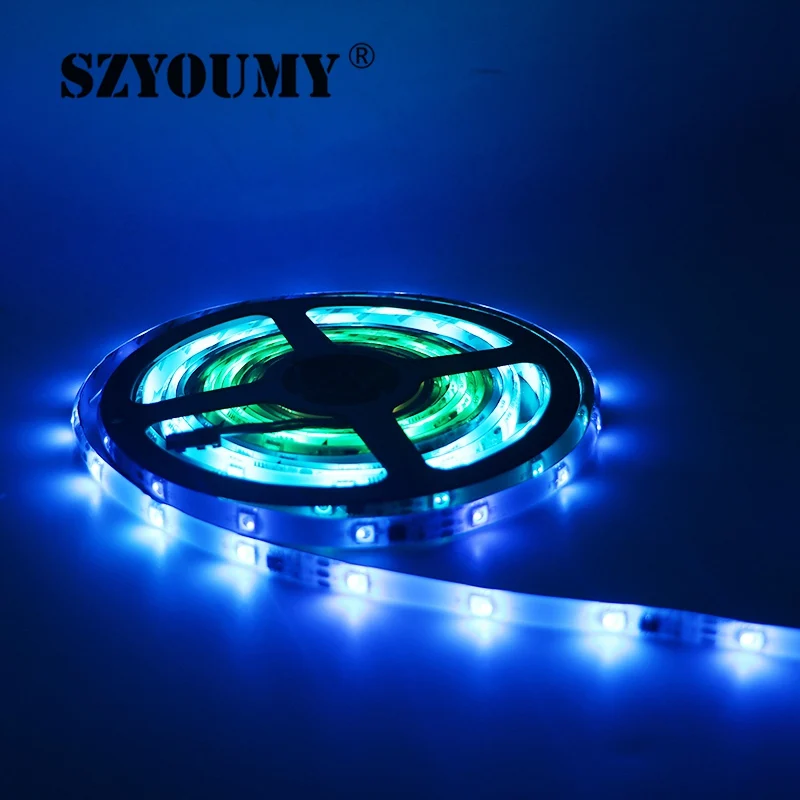 SZYOUMY 5050 SMD светодиодный полосы света smart 1903 IC RGB светодиодный Пикселей Ленты адресуемых цифровой IP67 Водонепроницаемый + RF пульт