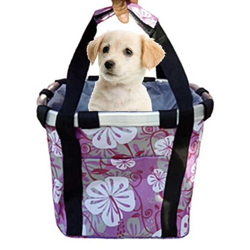 

Hot Bike Basket Folding Small Pet Cats Dog Carrier Front Removable Bicycle Handlebar Basket MCK99