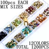 12 Colors/box 1200pcs Mixed Size Resin Point bottom Rhinestones Glue On Diamond Jewelry Nail Art Wedding Dress Decoration DIY ► Photo 2/6