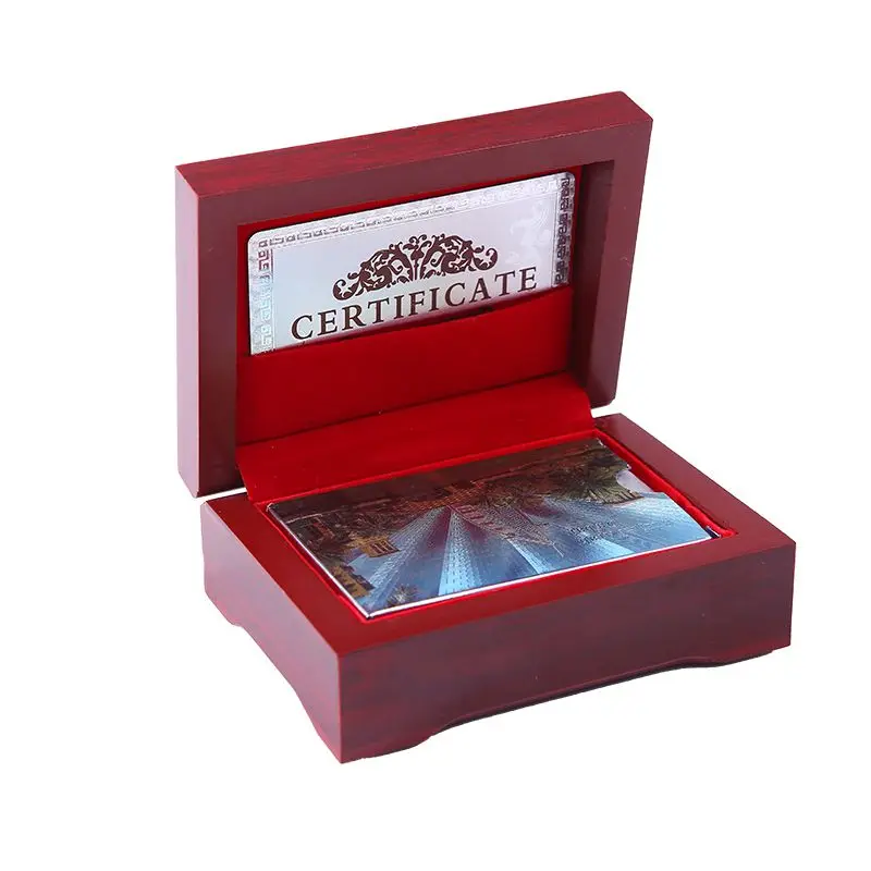 Дубай Золотой игральные упаковка карточек с деревянной коробкой ПВХ водонепроницаемые игровые карты Прочный творческий покер карты подарочная коробка - Цвет: BOX  DUBAI S-05