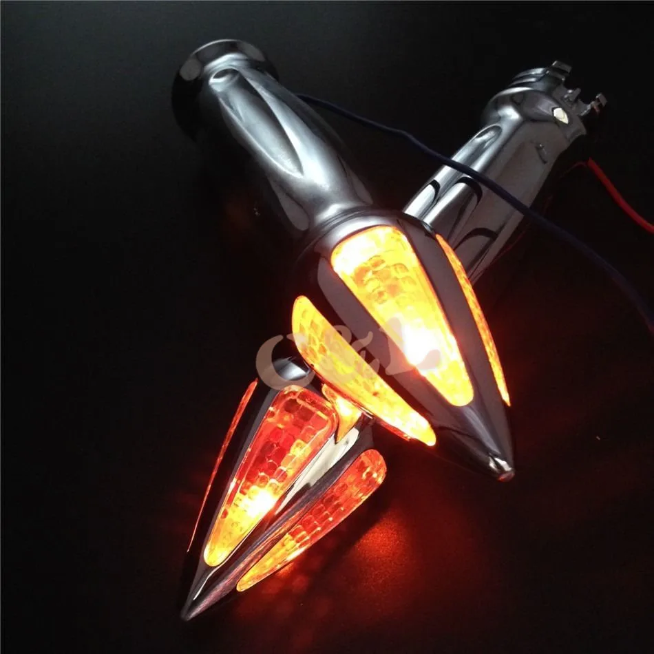 Motorcycle Chrome 7/8" 22mm Hand Grips Handlebar Turn Signal For Harley