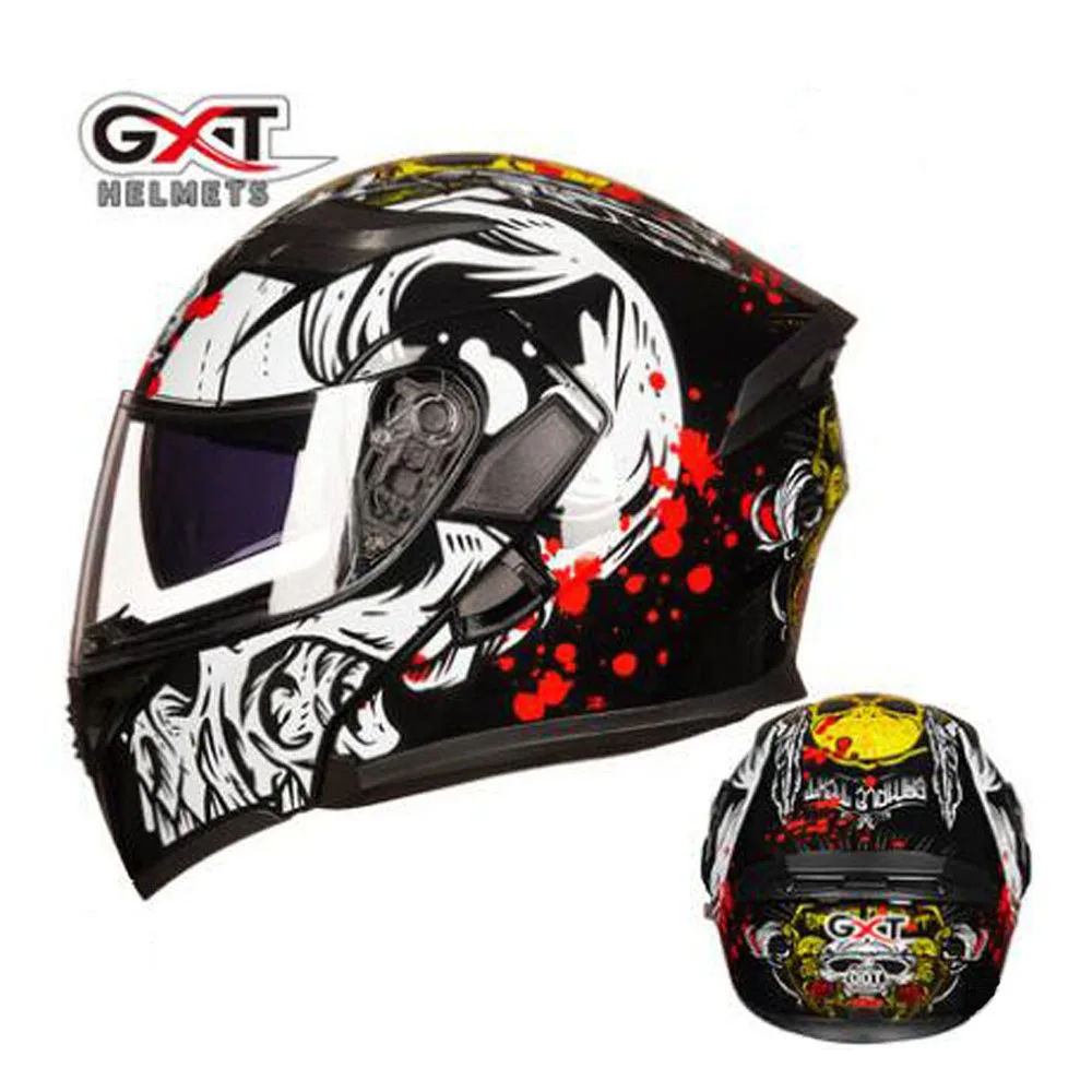 

2019 New Men/women GXT Open Face Double Visors Motorcycle Helmets Flip Up Motorcross Helmet G902 Full Face Moto Helmet Casque