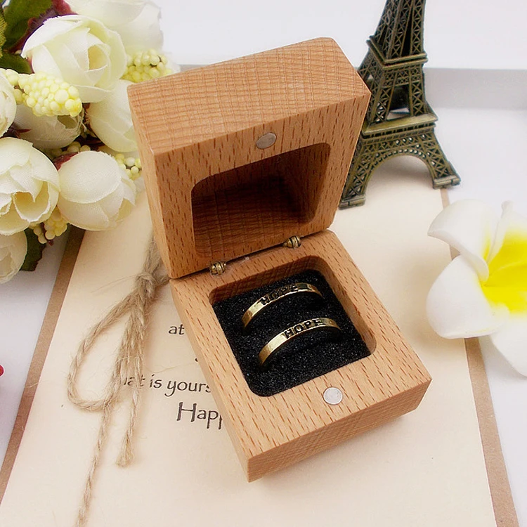 

New! Personalized Rustic Wedding Wood Ring Box Holder Custom Names and Date Valentines Gift Engagement Ring Bearer Box