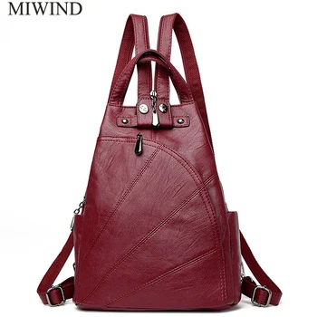 

MIWIND Backpack Natural Soft Real Leather Backpacks Genuine First Layer Cow Leather Top Layer Cowhide Women Backpack WUB087
