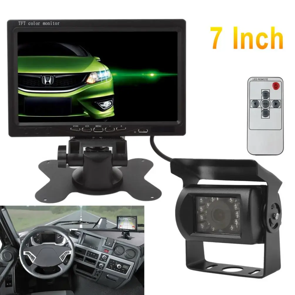 

7 inch 12V/24V TFT LCD Wireless Car Rear View Monitor CMOS IR Night Vision Backup Camera Kit Parking System