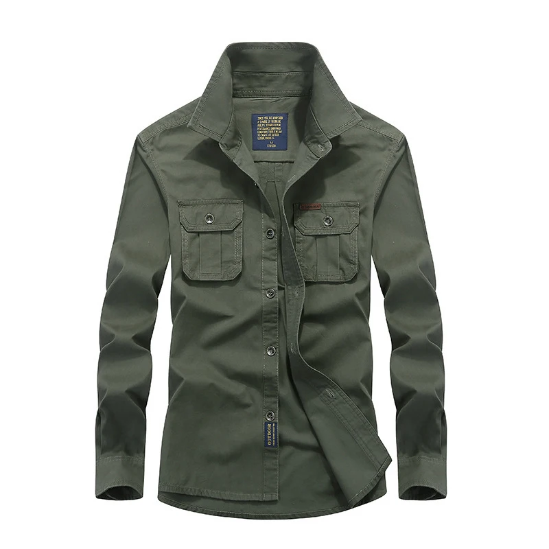 camisa verde caqui hombre