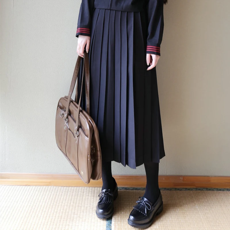 

Preppy Style Uniforms JK Pleated Skirts Women Japanese School Girl Long Skirt High Quality Solid Color High Waist Maxi Skirt
