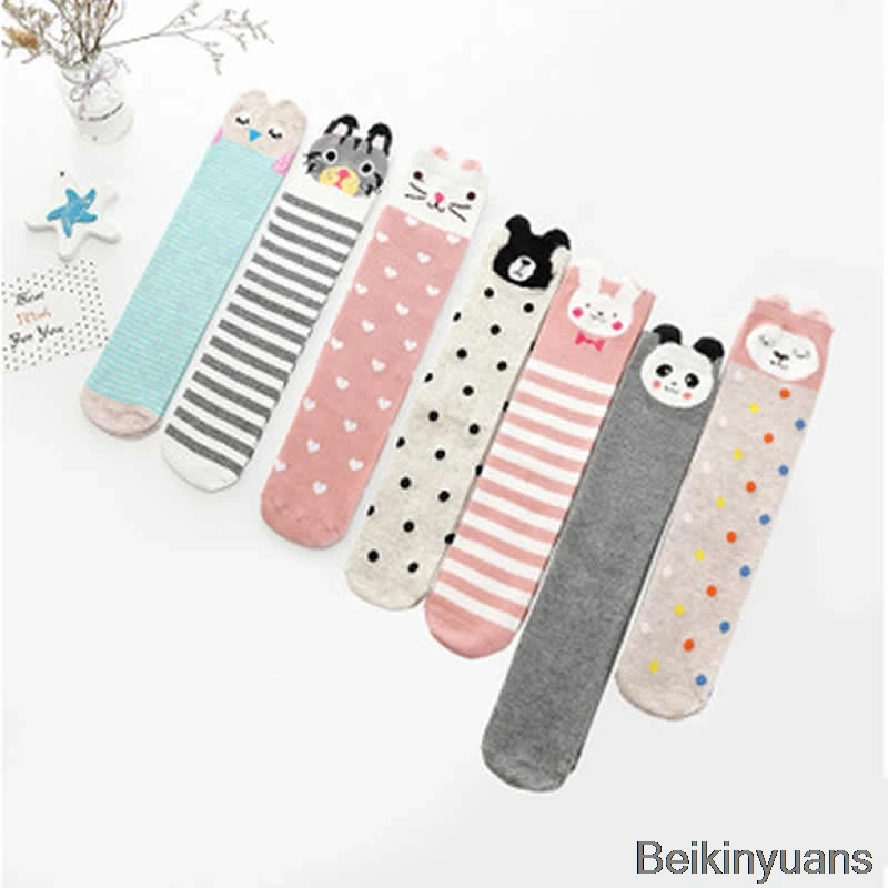 

Baby girl socks cartoon han edition children heaps socks half cylinder boy knee-high socks kids knee above cat print cotton sock