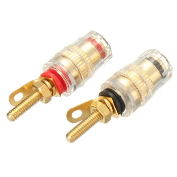 

LEORY 2Pcs Binding Post Amplifier Speaker Terminal Gold Plated Audio Connector For 4mm Banana Plugs
