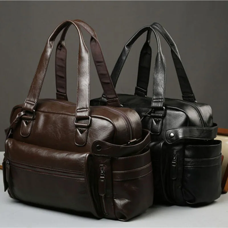 Men'S Briefcase Messenger Shoulder Bags Large Capacity Handbag Business High Quality Leather Computer Bags Laptop Multifunction