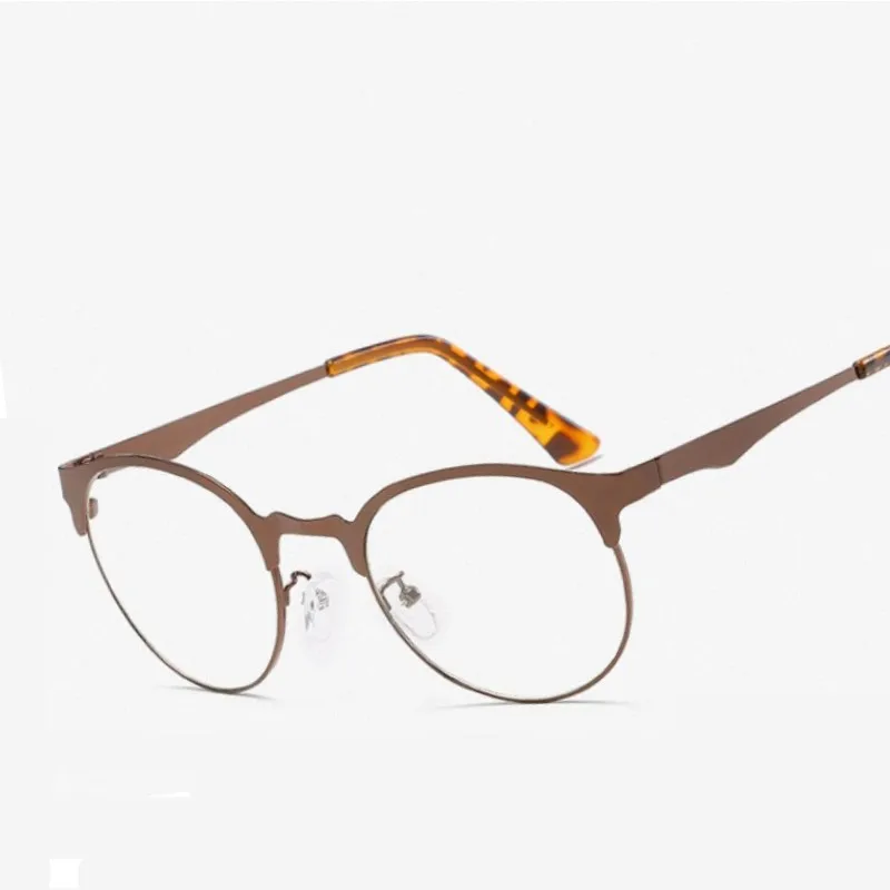 Брендовые оптические оправы для очков, женские очки для близорукости по рецепту, дизайнерские металлические оправы для очков, прозрачные линзы для женщин - Цвет оправы: BROWN