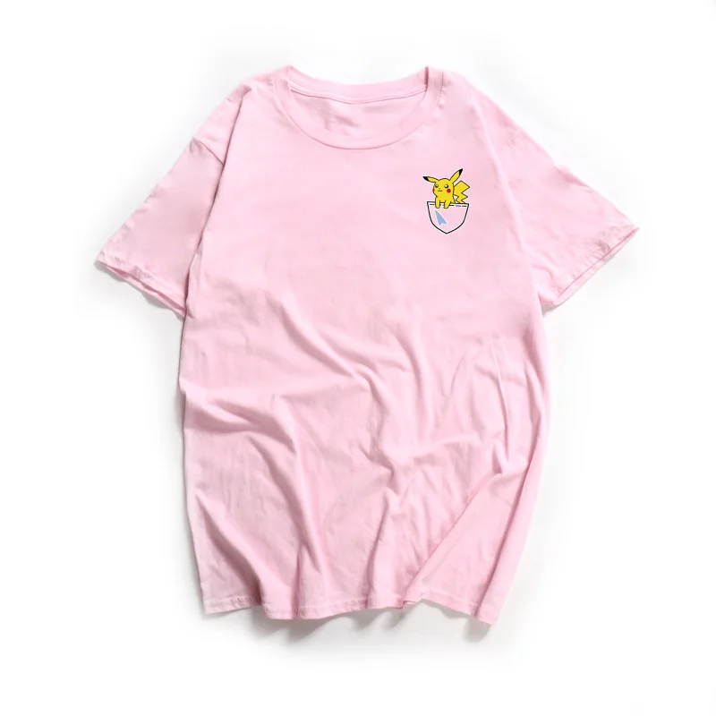 

Women T Shirt Summer 2018 Pokemon T-Shirt Tees O-Neck Lovely Pikachu Tee Tops Pocket Monster Rip And Dip Doge Funny T-Shirts