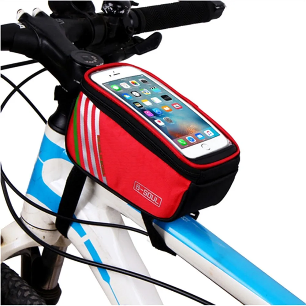 Водонепроницаемый экран велосипедные сумки Передняя рама велосипеда сумка кошелек-туба красочный велосипед сумка для телефонов Аксессуары# P - Цвет: Red