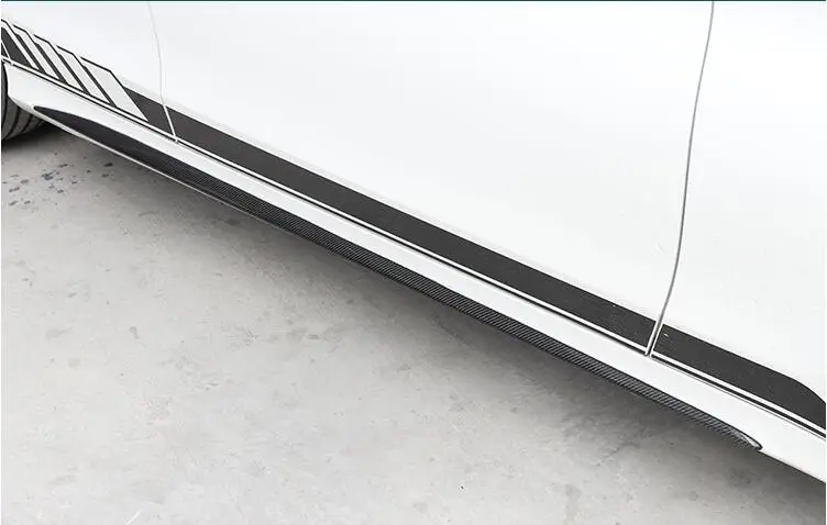 Автомобильная карбоновая боковая обшивка юбки комплект для губ разветвители бампера Крышка для BENZ W205 4 двери C180 C200 C26 C63-(3 Sttyle