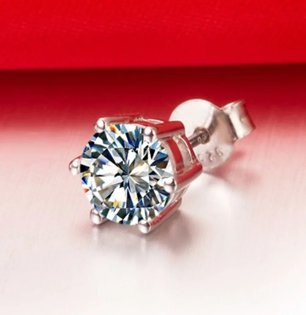 Solid 14k White Gold Earrings 0 5ct Piece Round Cut Simulate Diamond Solid 14k White Gold Earrings 0 5ct Piece Round Cut Simulate Diamond Stud For Women Luxury Quality Jewelry Best Gift In From