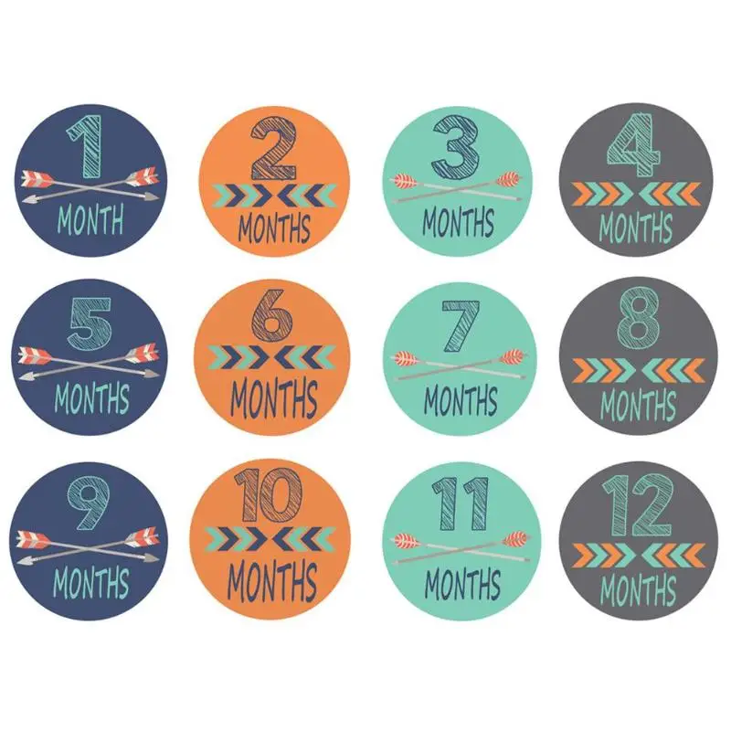

12PCS Month Newborn Photos Funny Cartoon Photography Cards Stickers Waterproof Features No Worry about Baby's Health for Woman