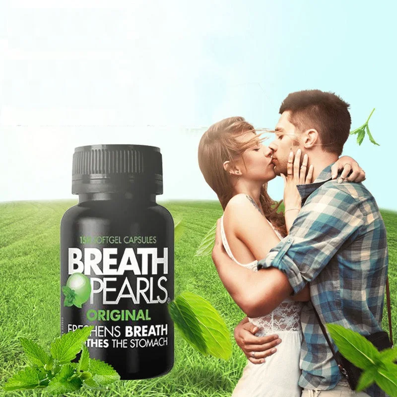 

Australia Breath Pearls Original Freshens Breath 150 SOFTGELS Peppermint Parsley Flavour for Long Lasting Fresh Breath