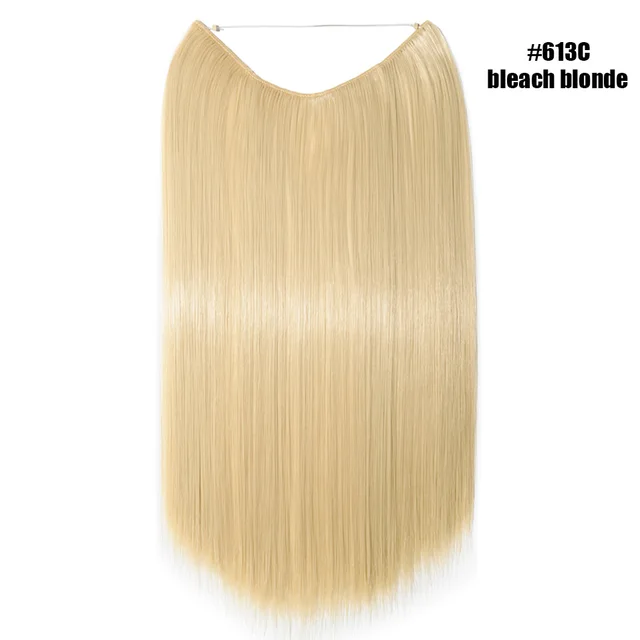 BENEHAIR Invisible Wire No Clips In Hair Extensions Secret Fish Line Hairpieces Synthetic Hair Extensions Fake Hair For Women bleach blonde