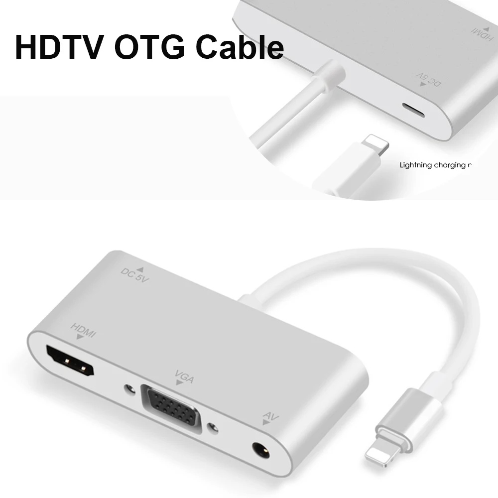 Новое высокое качество HDTV OTG кабель для Lightning/HDMI, VGA, AV аудио-видео адаптер для iPhone X/XS/8 P/8/7 P для iPad Air/Mini/iPod