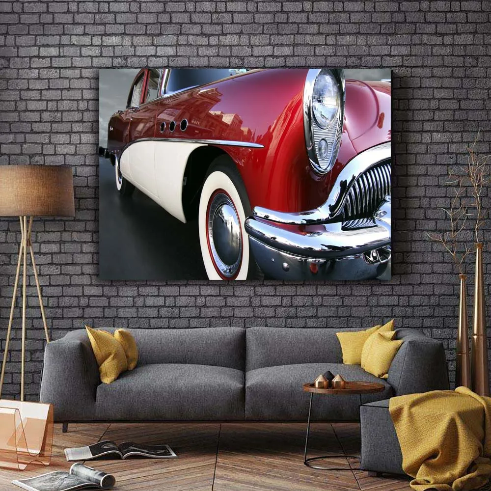 Modern Red car Vehicle wall picture artwork canvas painting art