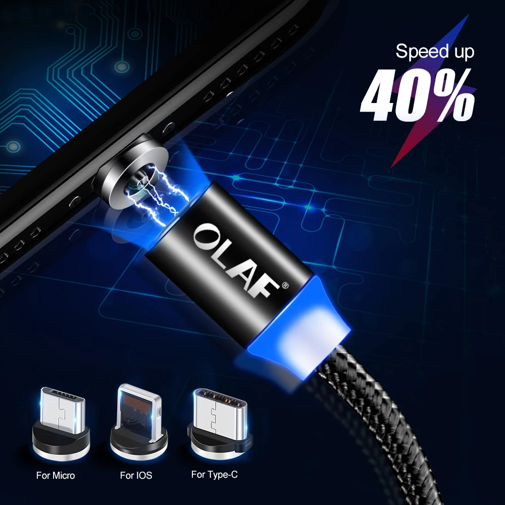 أولاف كابل USB مغناطيسي ل فون نوع C المغناطيس شاحن بيانات شحن تهمة المصغّر usb كابل ل شاحن هاتف محمول يعمل بنظام تشغيل أندرويد كابلات