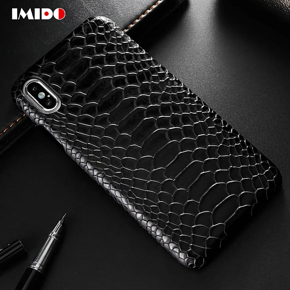 

IMIDO Luxury Leather PU Phone Case For iPhone 7 Case Snakeskin Pattern Design Cover For iPhone X XR XS MAX 8 7 6 6S Plus Coque